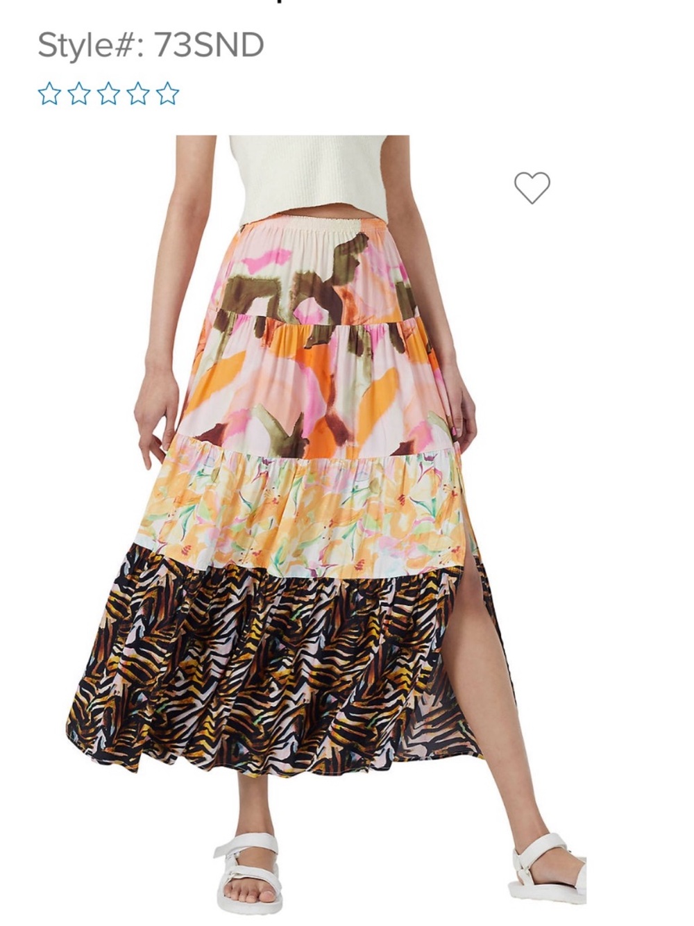 French Connection Isadora Delphine Multi-Print Tiered Maxi Skirt -  Print-Size 4